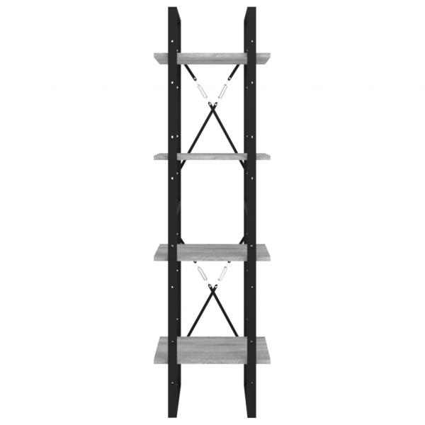 Bücherregal 4 Fächer Grau Sonoma 40x30x140 cm Holzwerkstoff