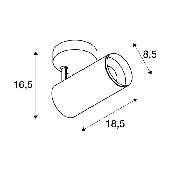 SLV NUMINOS SPOT DALI M Indoor LED Deckenaufbauleuchte, 4000K 36°, weiß/schwarz (1004503)