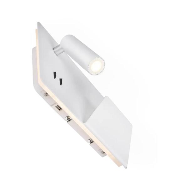 SLV SOMNILA SPOT Indoor LED Wandaufbauleuchte, 3000K, V. rechts, USB, weiß (1003458)