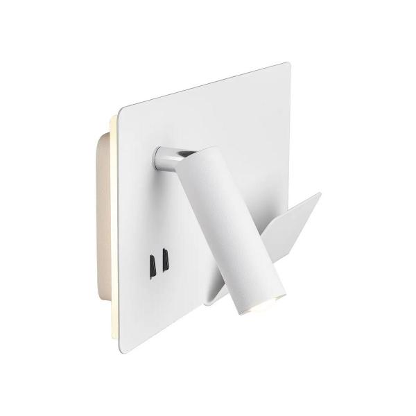 SLV SOMNILA SPOT Indoor LED Wandaufbauleuchte, 3000K, V. rechts, USB, weiß (1003458)