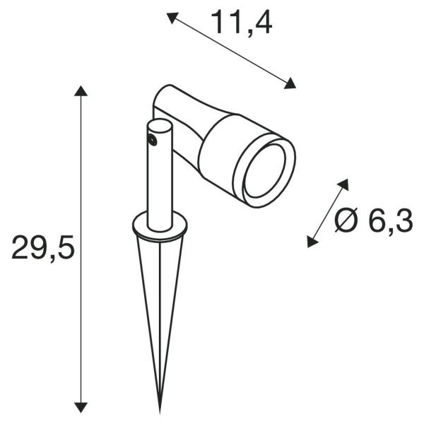 SLV SYNA GARDEN Erdspießleuchte, 3000K, IP65, 36°, 540lm, schwarz (1007147)