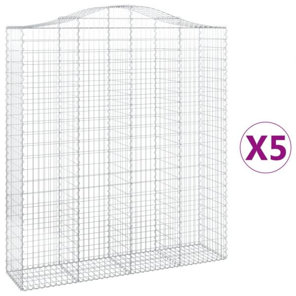 Gabionen mit Hochbogen 5 Stk. 200x50x220/240cm Verzinktes Eisen