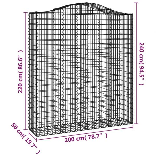 Gabionen mit Hochbogen 5 Stk. 200x50x220/240cm Verzinktes Eisen