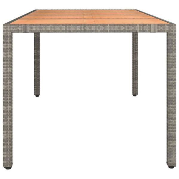 Gartentisch mit Holzplatte Grau Poly Rattan & Massivholz Akazie