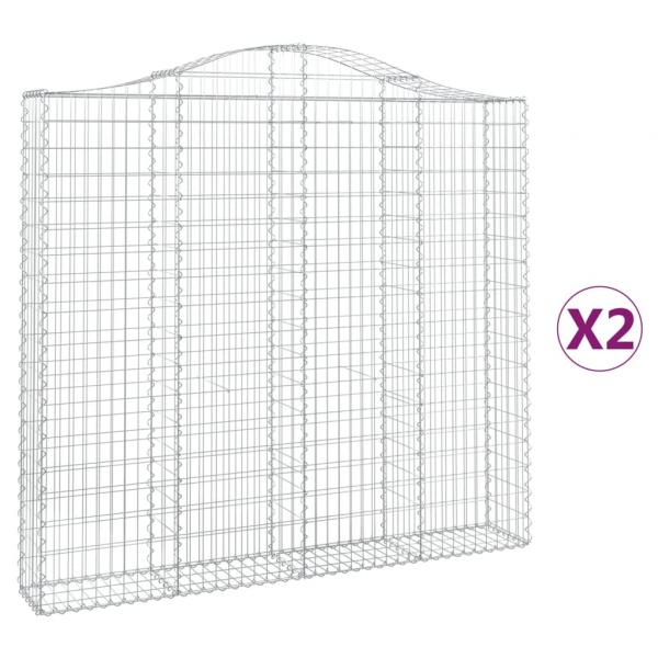 Gabionen mit Hochbogen 2 Stk. 200x30x180/200cm Verzinktes Eisen