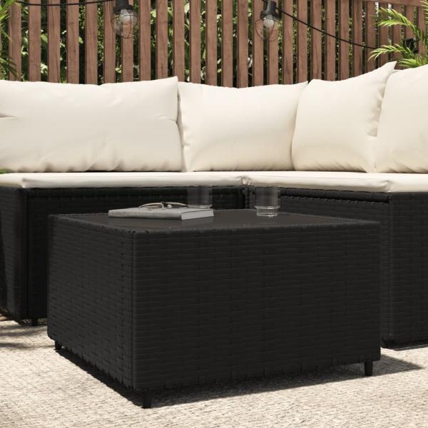 ARDEBO.de - Garten-Couchtisch Quadratisch Schwarz 50x50x30 cm Poly Rattan