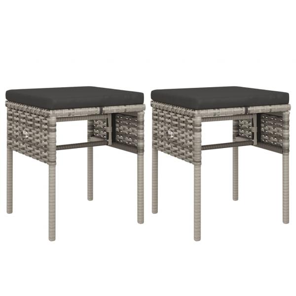 6-tlg. Garten-Lounge-Set mit Kissen Grau Poly Rattan
