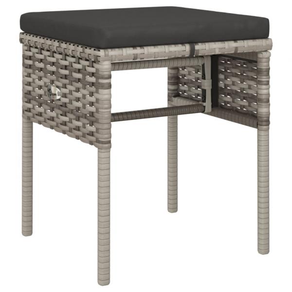 6-tlg. Garten-Lounge-Set mit Kissen Grau Poly Rattan