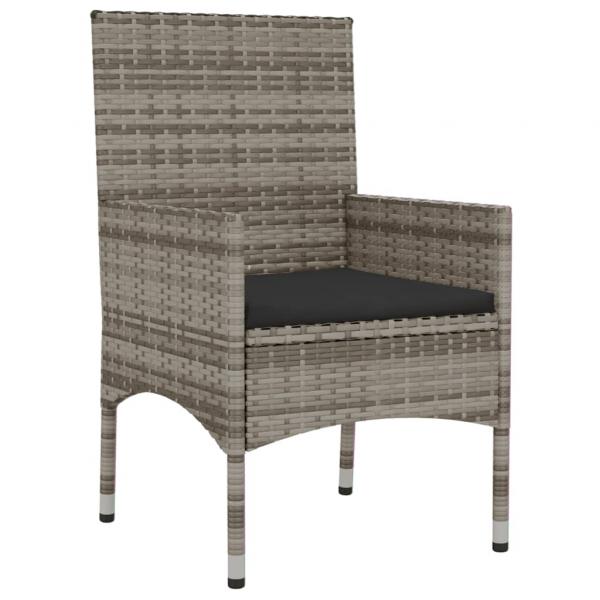 6-tlg. Garten-Lounge-Set mit Kissen Grau Poly Rattan