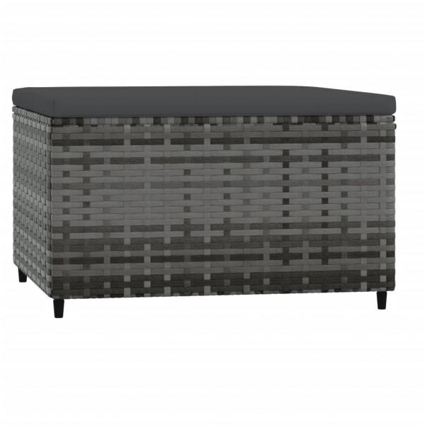 Gartenhocker mit Kissen Grau Poly Rattan