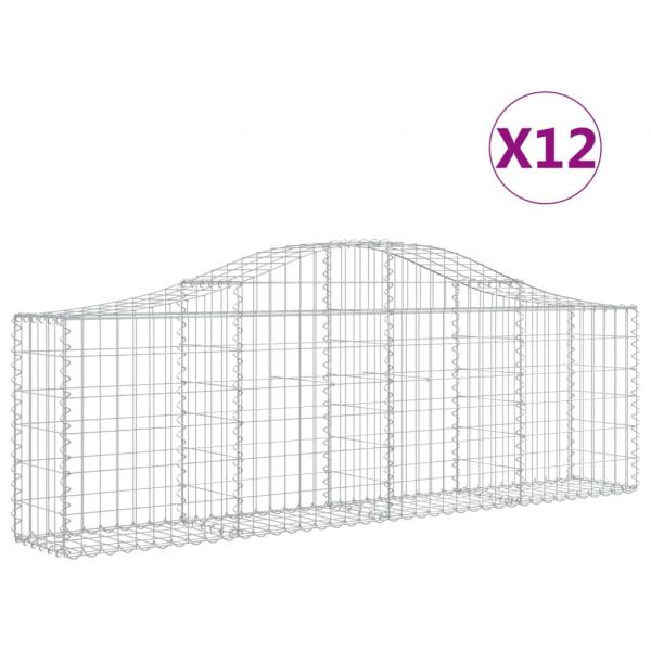 Gabionen mit Hochbogen 12 Stk. 200x30x60/80 cm Verzinktes Eisen