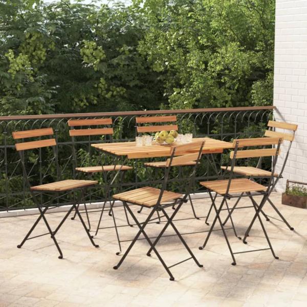 ARDEBO.de - Bistrostühle 6 Stk. Klappbar Massivholz Teak und Stahl