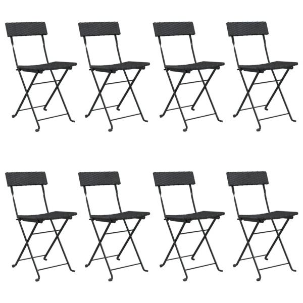 Bistrostühle 8 Stk. Klappbar Schwarz Poly Rattan und Stahl