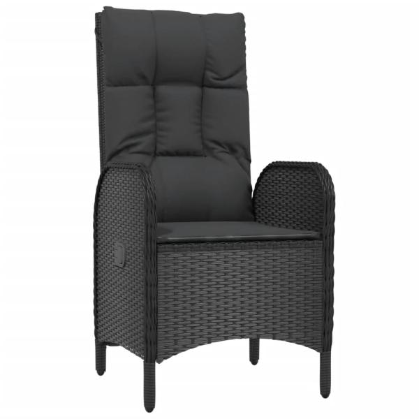 ARDEBO.de - 3-tlg. Garten-Essgruppe mit Kissen Schwarz Poly Rattan