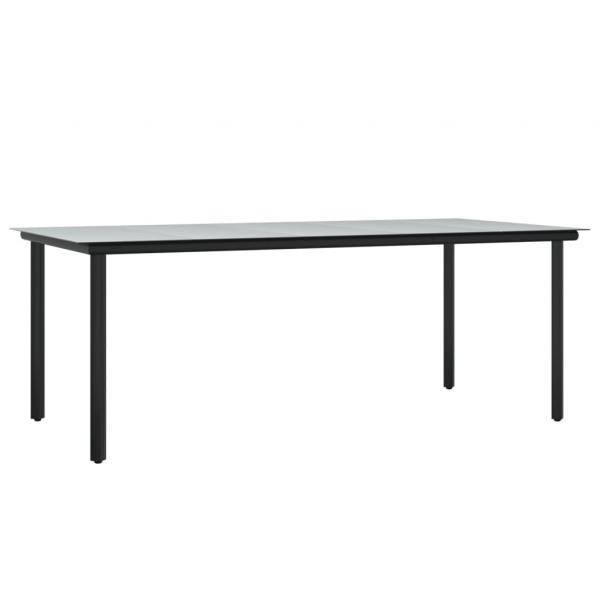 9-tlg. Garten-Essgruppe mit Kissen Schwarz und Grau Poly Rattan