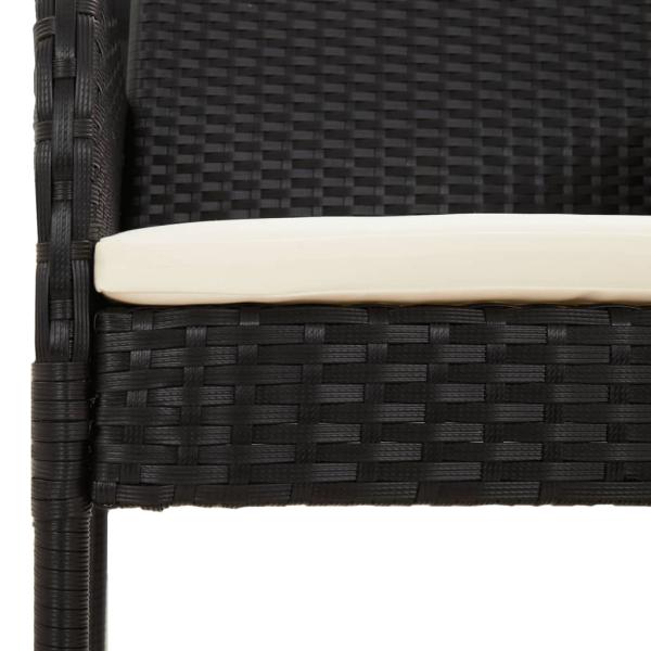 ARDEBO.de - 3-tlg. Garten-Essgruppe mit Kissen Schwarz Poly Rattan