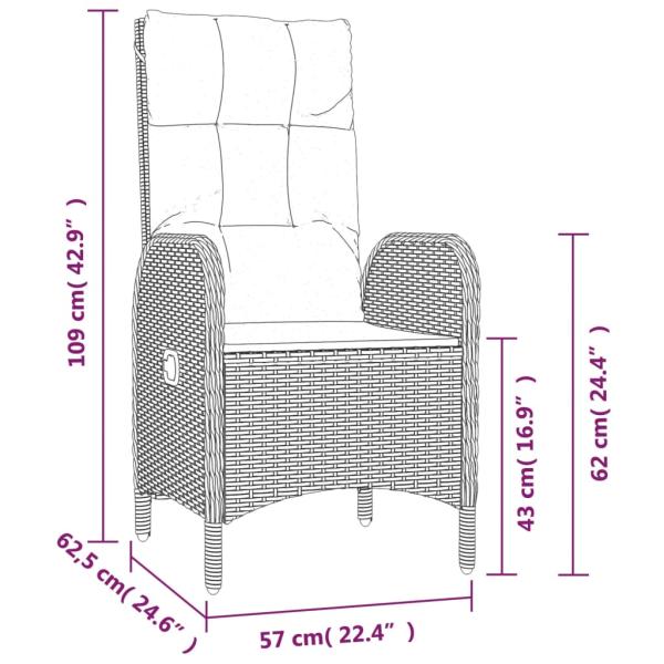 ARDEBO.de - 5-tlg. Garten-Essgruppe mit Kissen Schwarz und Grau Poly Rattan