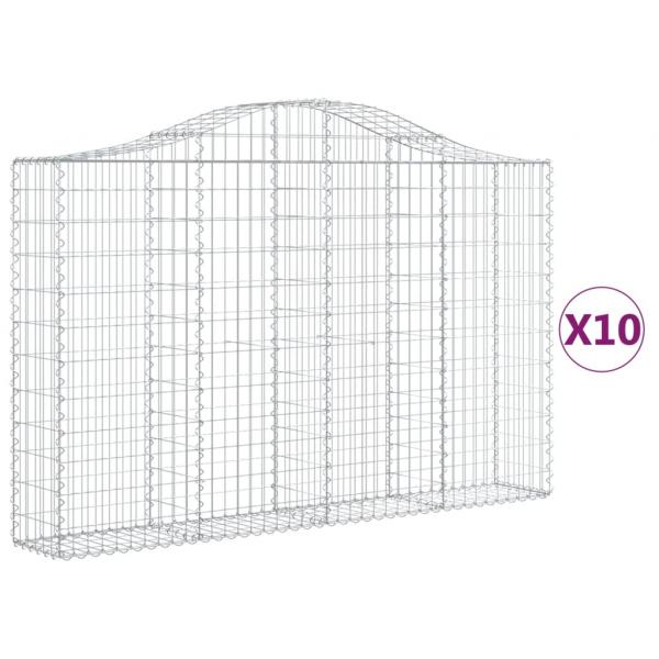 Gabionen mit Hochbogen 10Stk. 200x30x120/140cm Verzinktes Eisen