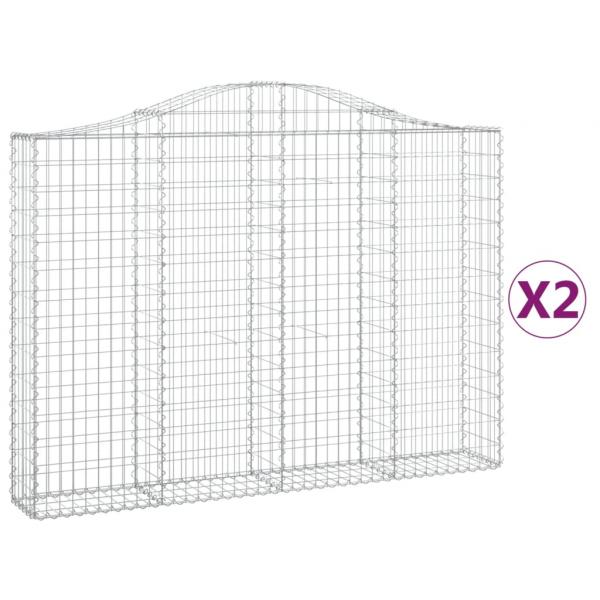 Gabionen mit Hochbogen 2 Stk. 200x30x140/160cm Verzinktes Eisen