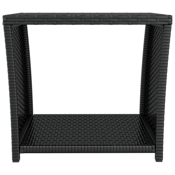 Beistelltisch mit Glasplatte Schwarz Poly Rattan & Hartglas
