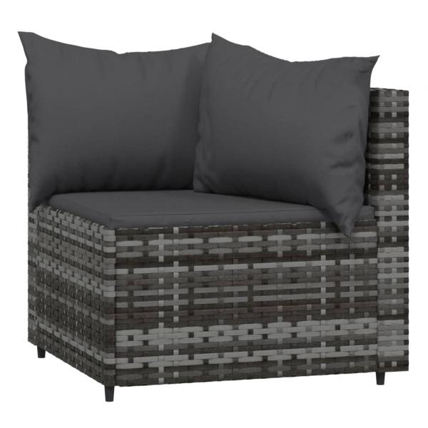 4-tlg. Garten-Lounge-Set mit Kissen Grau Poly Rattan