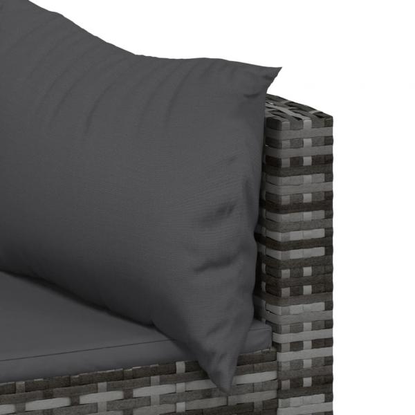 4-tlg. Garten-Lounge-Set mit Kissen Grau Poly Rattan