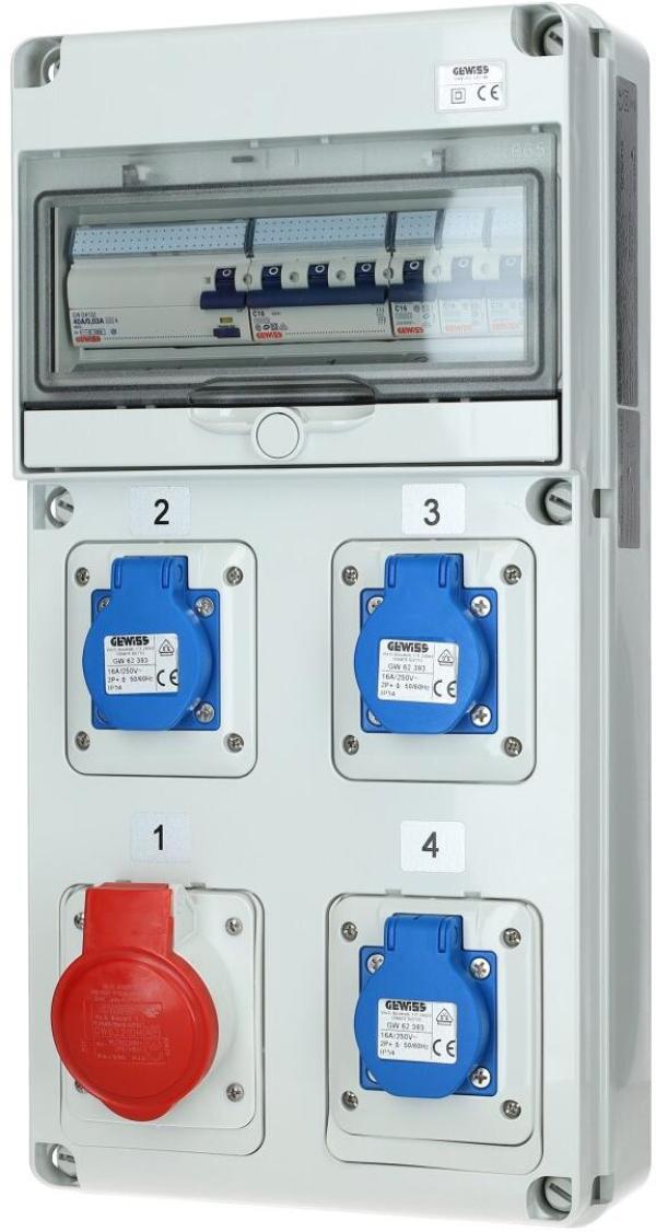 GEWISS DE00318 Steckdosen Kombination 3XST/230/16/3P/16/5P