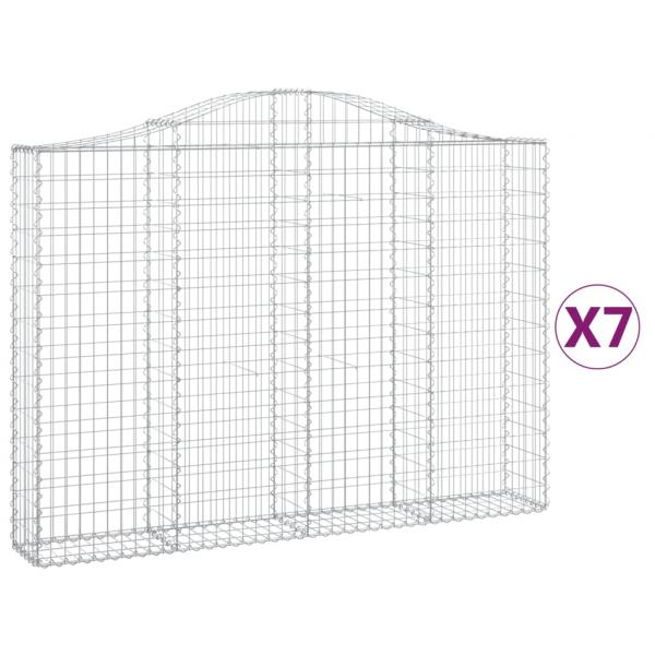 Gabionen mit Hochbogen 7 Stk. 200x30x140/160cm Verzinktes Eisen