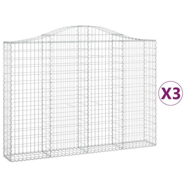 Gabionen mit Hochbogen 3 Stk. 200x30x140/160cm Verzinktes Eisen