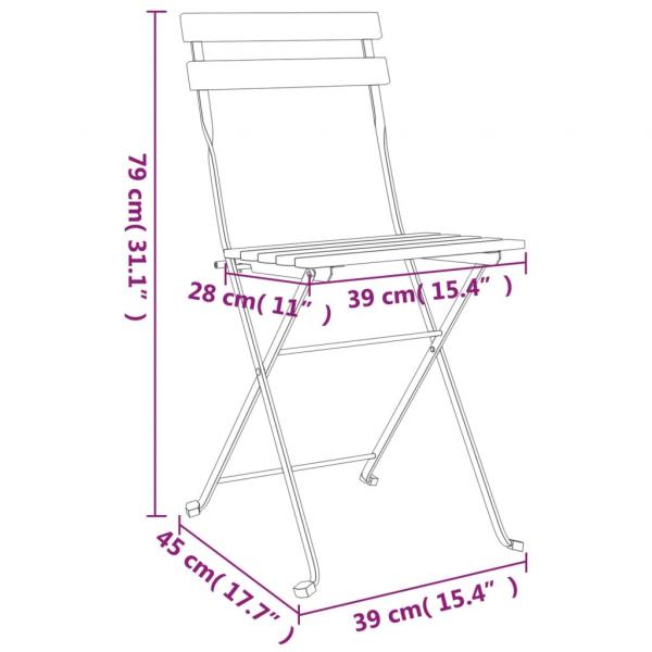7-tlg. Bistro-Set Klappbar Massivholz Akazie und Stahl