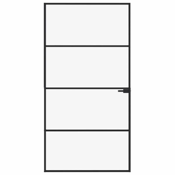 Innentür Schwarz 102x201,5 cm Hartglas & Aluminium Schlank