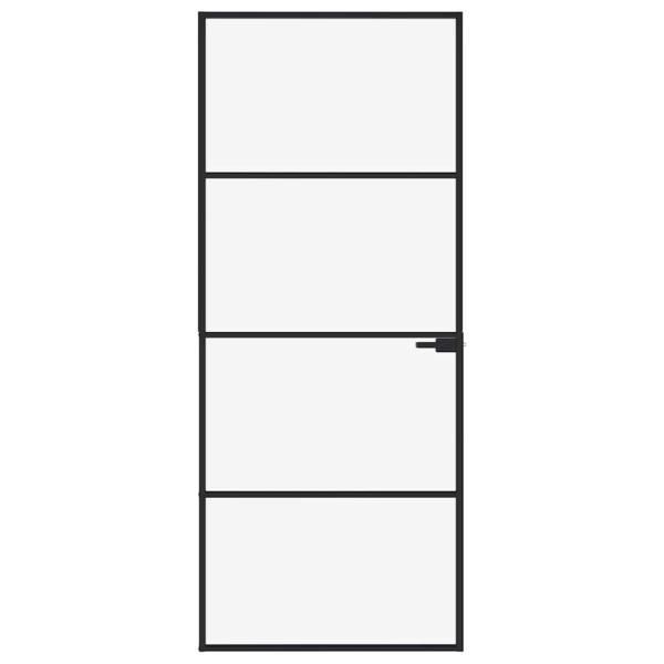 Innentür Schwarz 83x201,5 cm Hartglas & Aluminium Schlank
