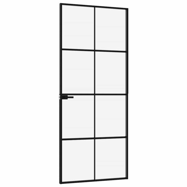 Innentür Schwarz 83x201,5 cm Hartglas & Aluminium Schlank