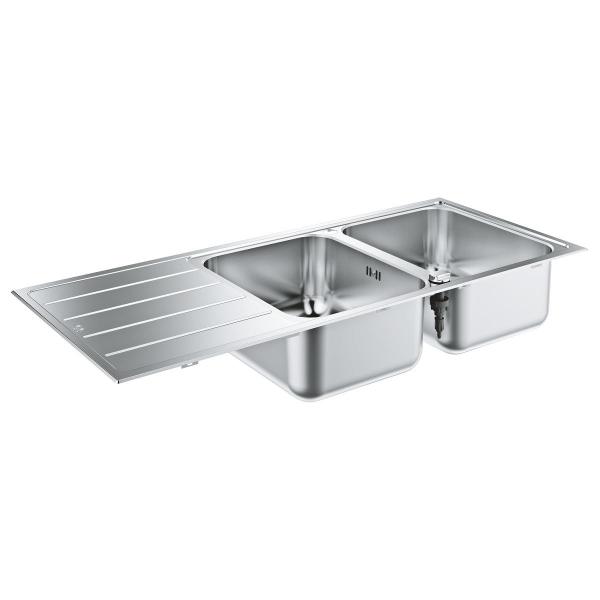 ARDEBO.de GROHE K500 Edelstahlspüle mit Abtropffläche, 1160x500mm, edelstahl (31588SD1)