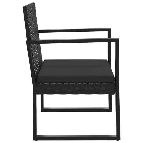 Gartensessel mit Kissen Schwarz Poly Rattan