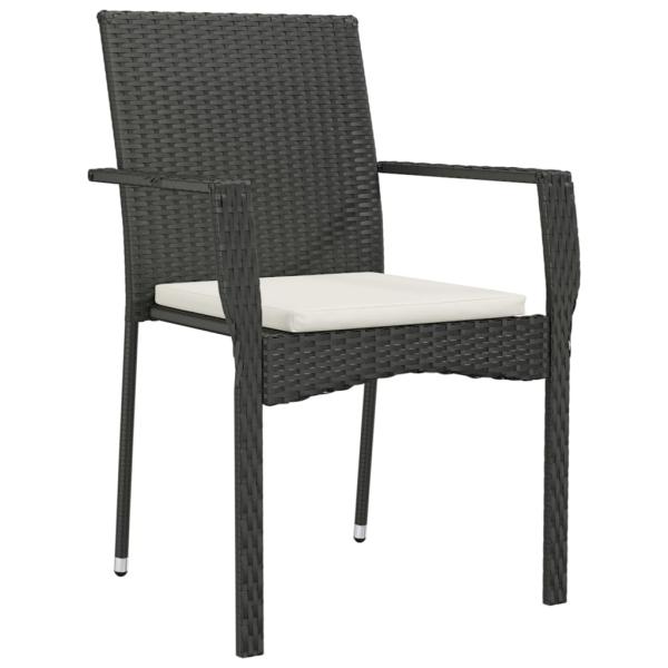 ARDEBO.de - 5-tlg. Garten-Essgruppe mit Kissen Schwarz Poly Rattan