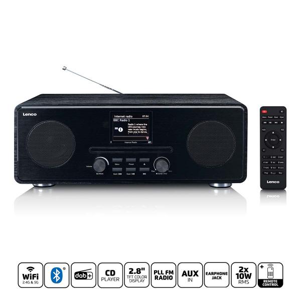 ARDEBO.de - Internet / DAB+ / FM Radio mit CD-Player und Bluetooth® Schwarz