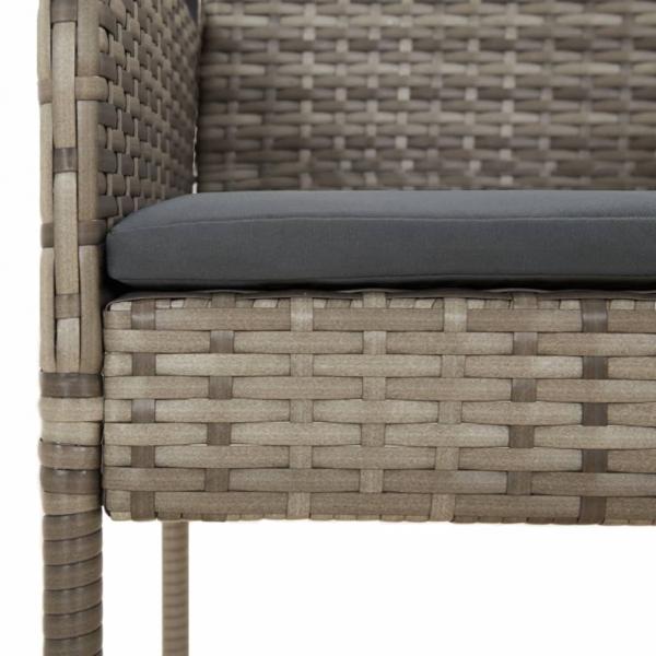 11-tlg. Garten-Essgruppe mit Kissen Schwarz & Grau Poly Rattan