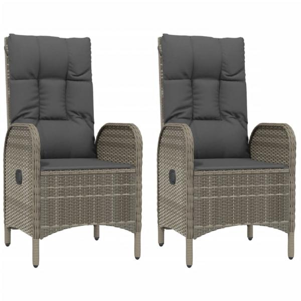 4-tlg. Garten-Essgruppe mit Kissen Grau Poly Rattan
