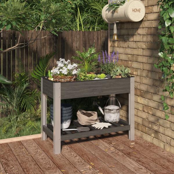 ARDEBO.de - Garten-Hochbeet mit Ablage Grau 100x50x75 cm WPC