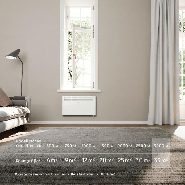 STIEBEL ELTRON CNS 3000 Plus LCD Konvektorheizung, 3000W, IP24, weiß (205859)