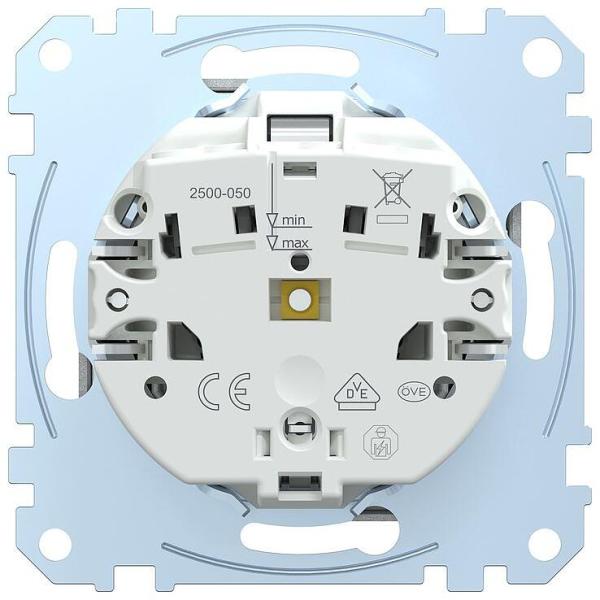 Merten SCHUKO Steckdose mit Lichtauslass und LED-Beleuchtungs-Modul, System M, erhöhter Berührungsschutz, Steckklemmen, aluminium matt (MEG2304-0460)