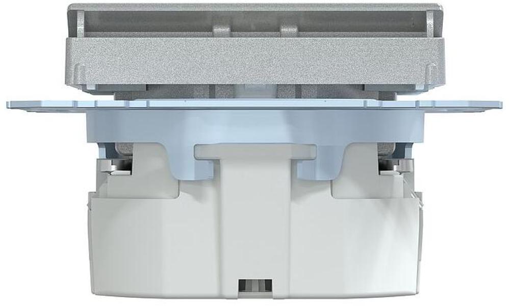 Merten SCHUKO Steckdose mit Lichtauslass und LED-Beleuchtungs-Modul, System M, erhöhter Berührungsschutz, Steckklemmen, aluminium matt (MEG2304-0460)