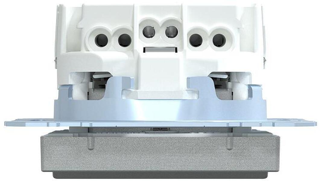 Merten SCHUKO Steckdose mit Lichtauslass und LED-Beleuchtungs-Modul, System M, erhöhter Berührungsschutz, Steckklemmen, aluminium matt (MEG2304-0460)