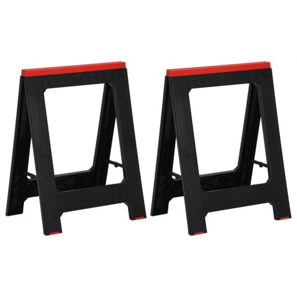 ARDEBO.de - Arbeitsböcke 2 Stk. Klappbar Schwarz & Rot Polypropylen 350 kg