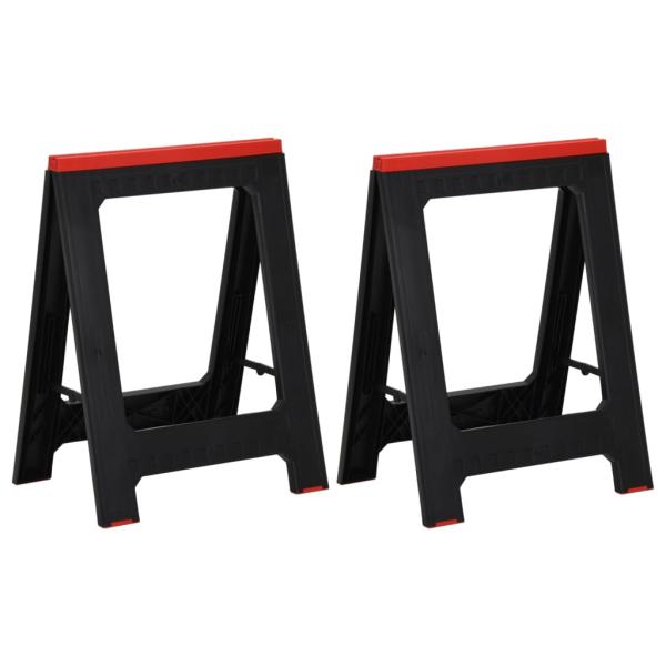 Arbeitsböcke 2 Stk. Klappbar Schwarz & Rot Polypropylen 350 kg