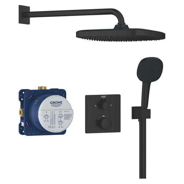 ARDEBO.de GROHE Precision Thermostat Duschsystem, Unterputz, Quickfix, mit Vitalio Comfort 250, mattschwarz (348822430)