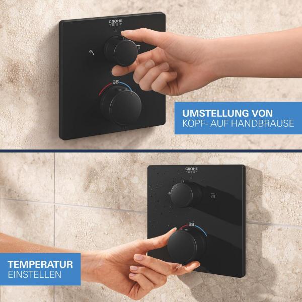 GROHE Precision Thermostat Duschsystem, Unterputz, Quickfix, mit Vitalio Comfort 250, mattschwarz (348822430)