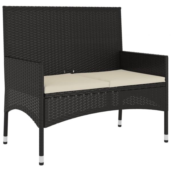 6-tlg. Garten-Lounge-Set mit Kissen Schwarz Poly Rattan