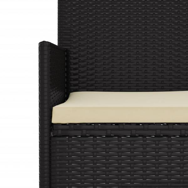 6-tlg. Garten-Lounge-Set mit Kissen Schwarz Poly Rattan